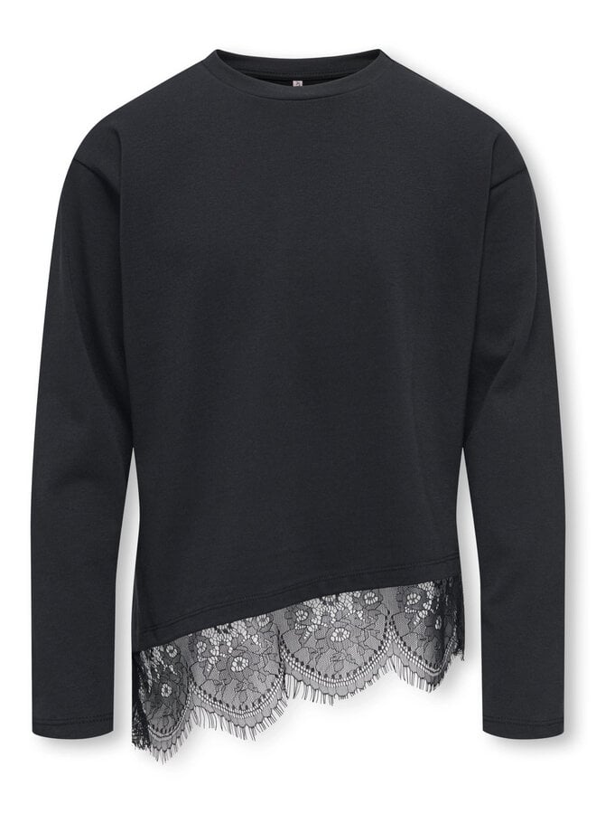 Kamil assymetric lace tee - Black tonal lace