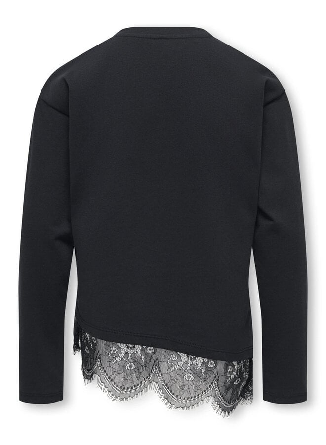 Kids Only - Kamil assymetric lace tee - Black tonal lace