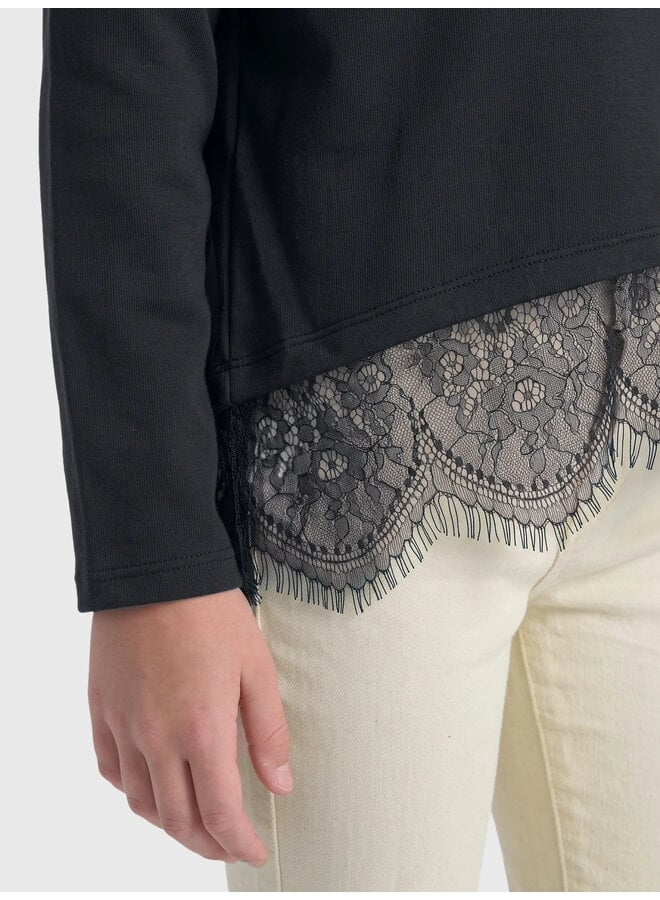 Kids Only - Kamil assymetric lace tee - Black tonal lace