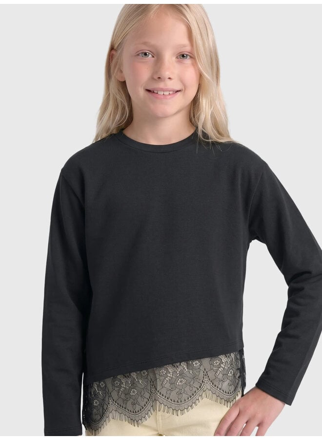 Kids Only - Kamil assymetric lace tee - Black tonal lace