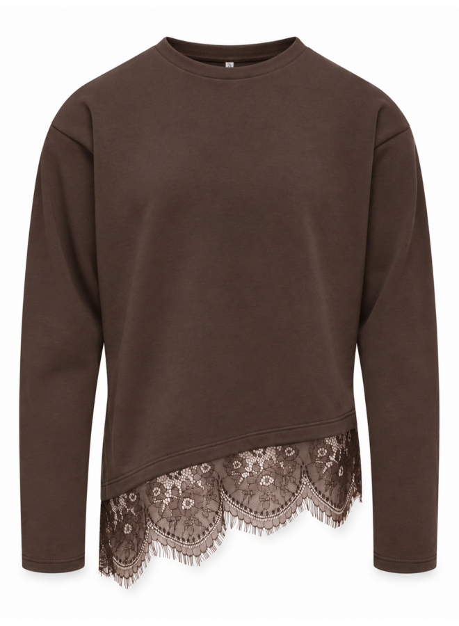Kamil assymetric lace tee - Bracken tonal lace