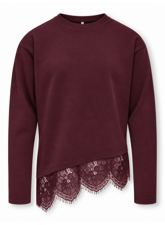 Kids Only - Kamil assymetric lace tee - Winetasting tonal lace