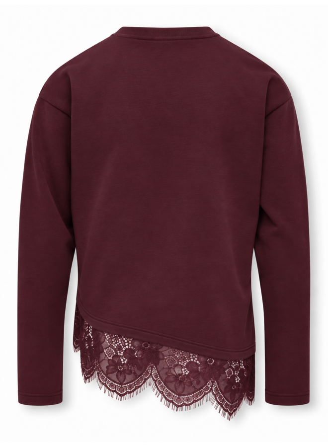 Kids Only - Kamil assymetric lace tee - Winetasting tonal lace