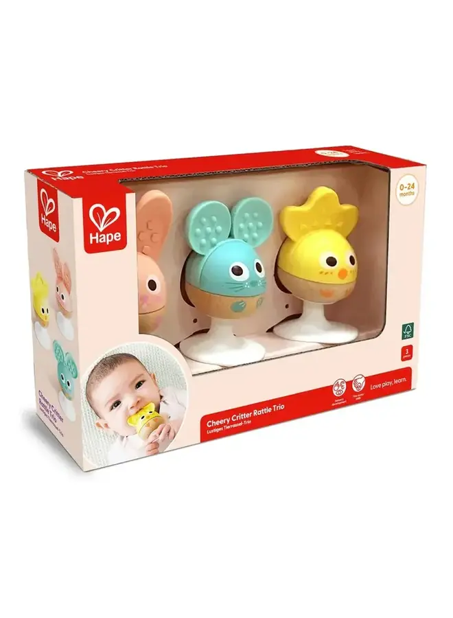 Cheery critter rattle trio