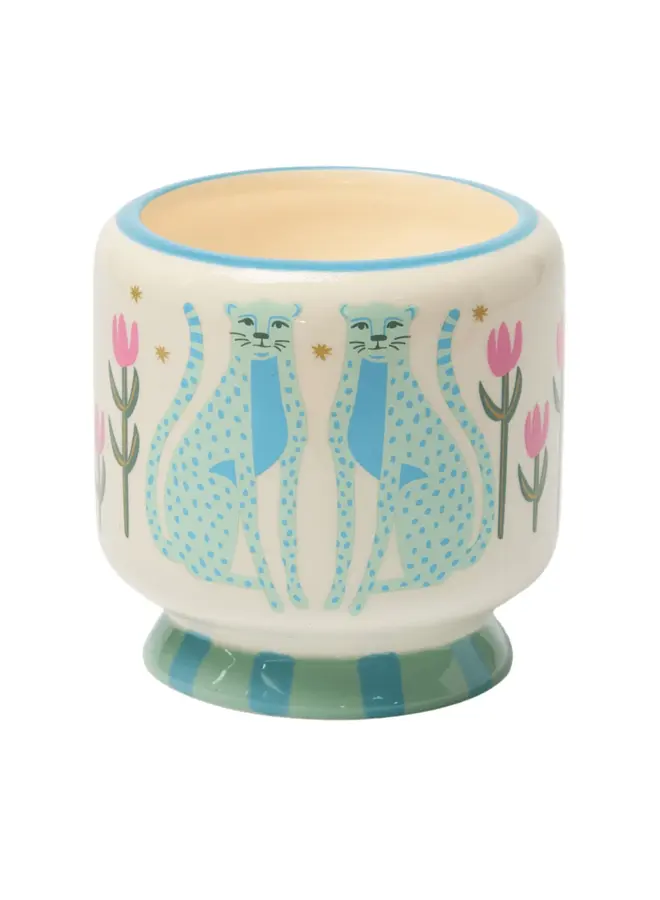 A dopo blue cheetahs ceramic candle - Linen & Orris