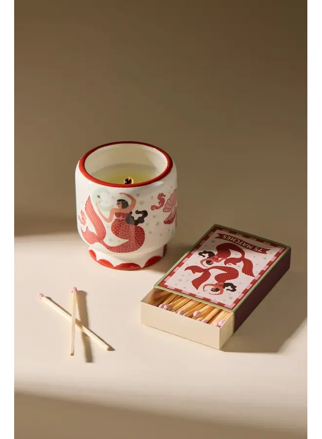 DesignWorks Ink - A dopo mermaid & moon ceramic candle - Ginger & Teak