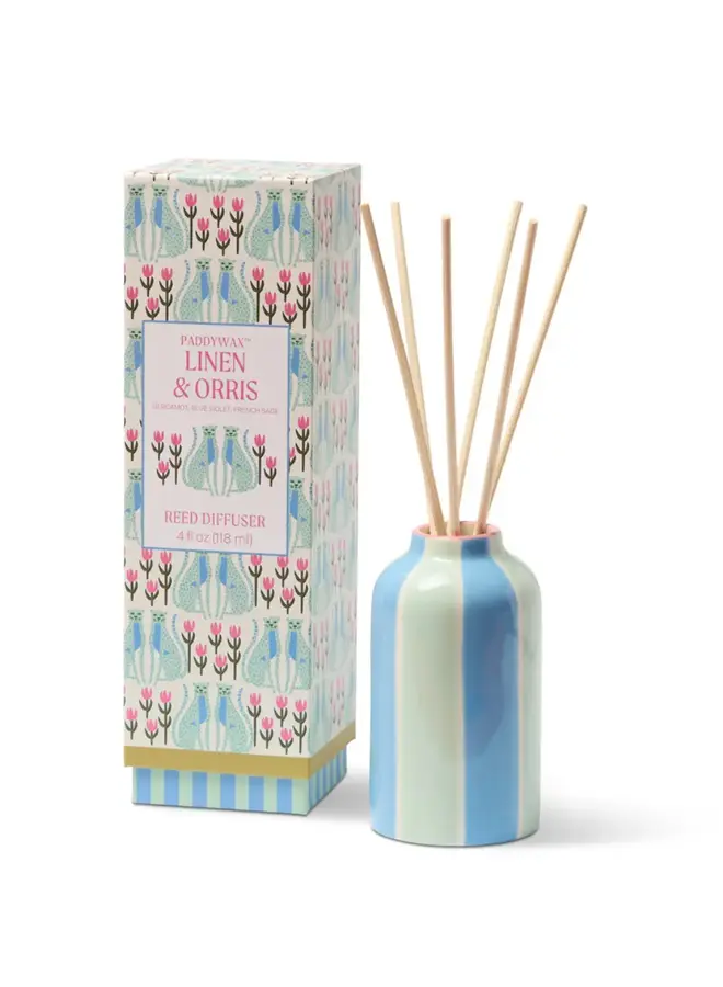 DesignWorks Ink - A dopo blue cheetahs ceramic diffuser - Linen & Orris