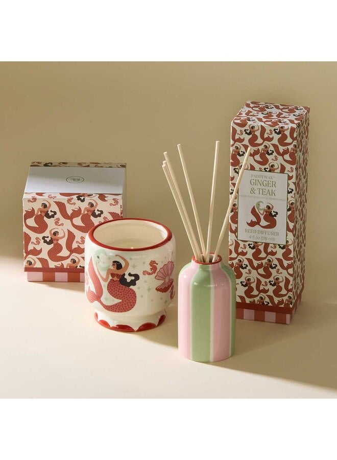 DesignWorks Ink - A dopo mermaid & moon ceramic candle - Ginger & Teak