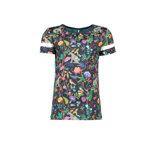 B.Nosy Girls shirt with jungle aop and printed stripe on sleeve B.Nosy Girls shirt with jungle aop and printed stripe on sleeve