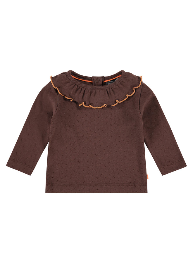 Baby Girls - T-shirt Long Sleeve Collar - Brown