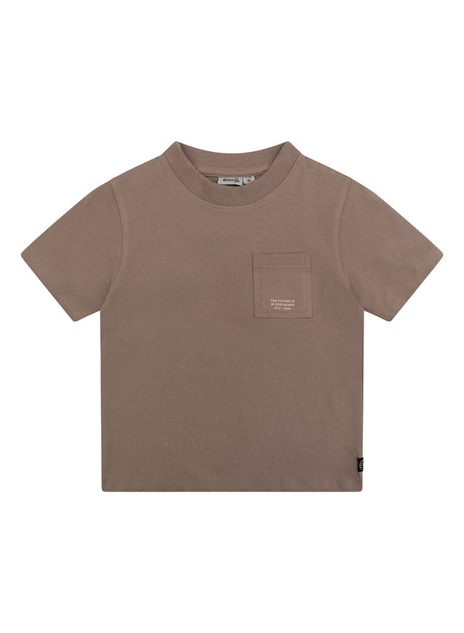 Boys - Organic T-shirt Chest Pocket - Dusty Taupe