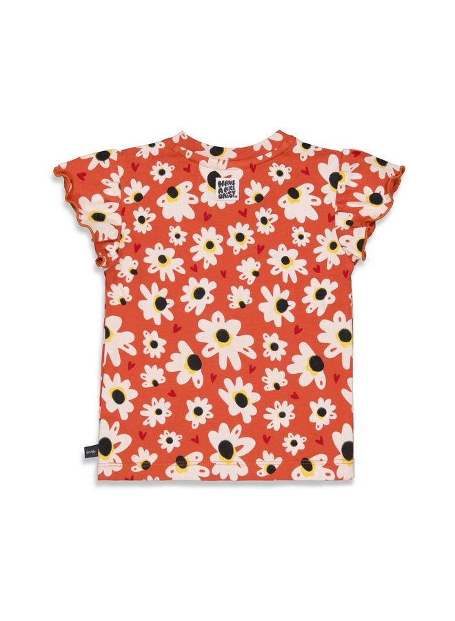 Feetje - T-shirt AOP - Have A Nice Daisy - Roest
