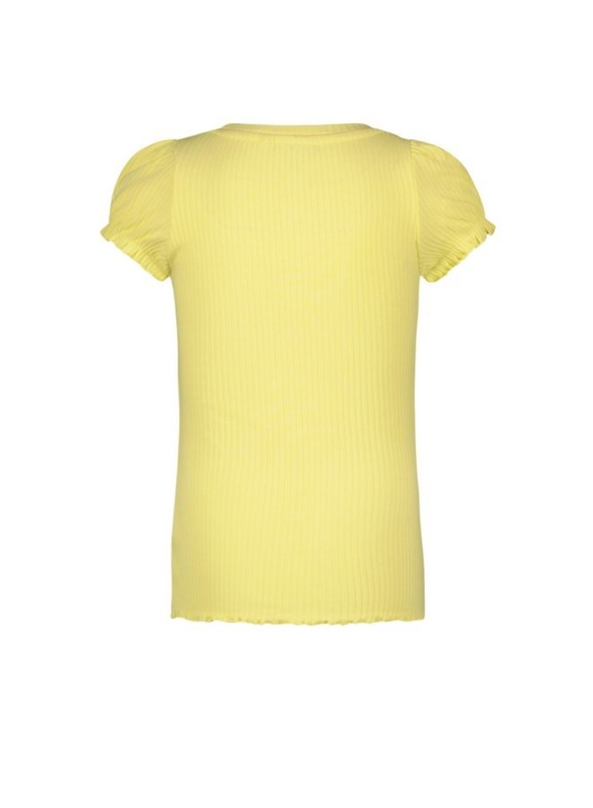 Like Flo - Rib Tee with Button - Soft Yellow