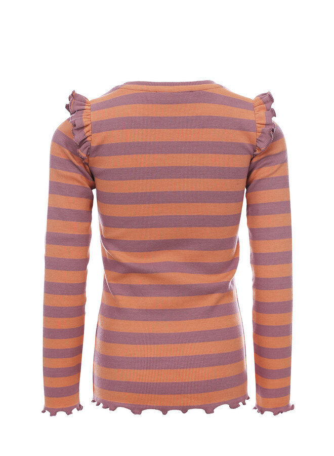 Looxs Little - Little rib striped T-shirt – mauve stripe