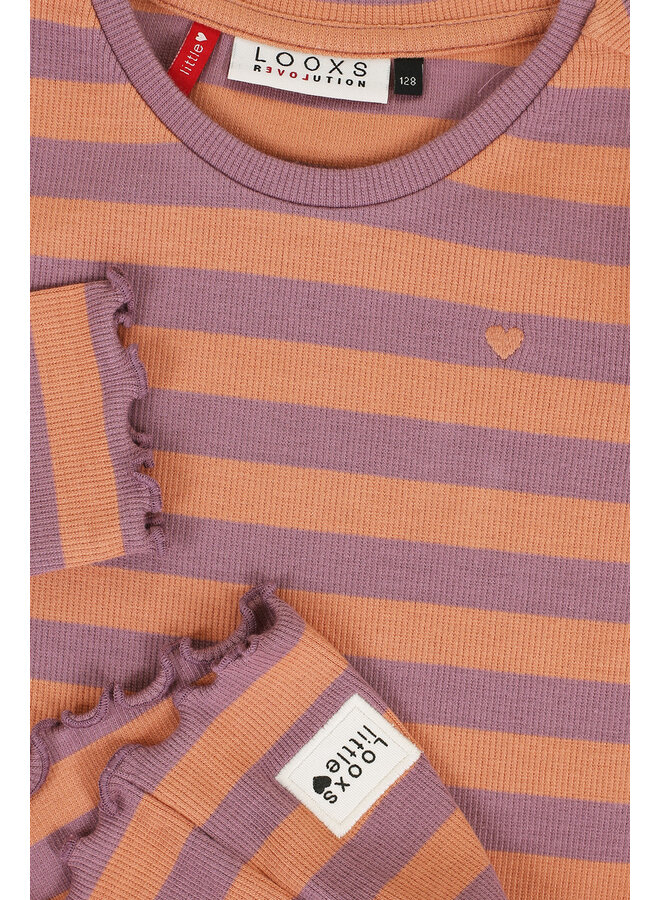 Looxs Little - Little rib striped T-shirt – mauve stripe