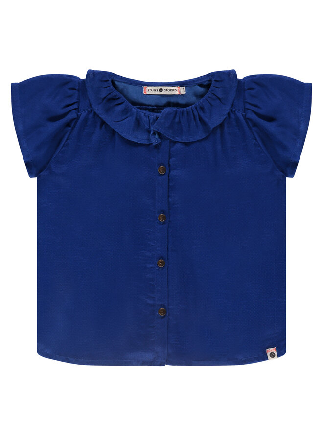 Girls blouse short sleeve – cobalt