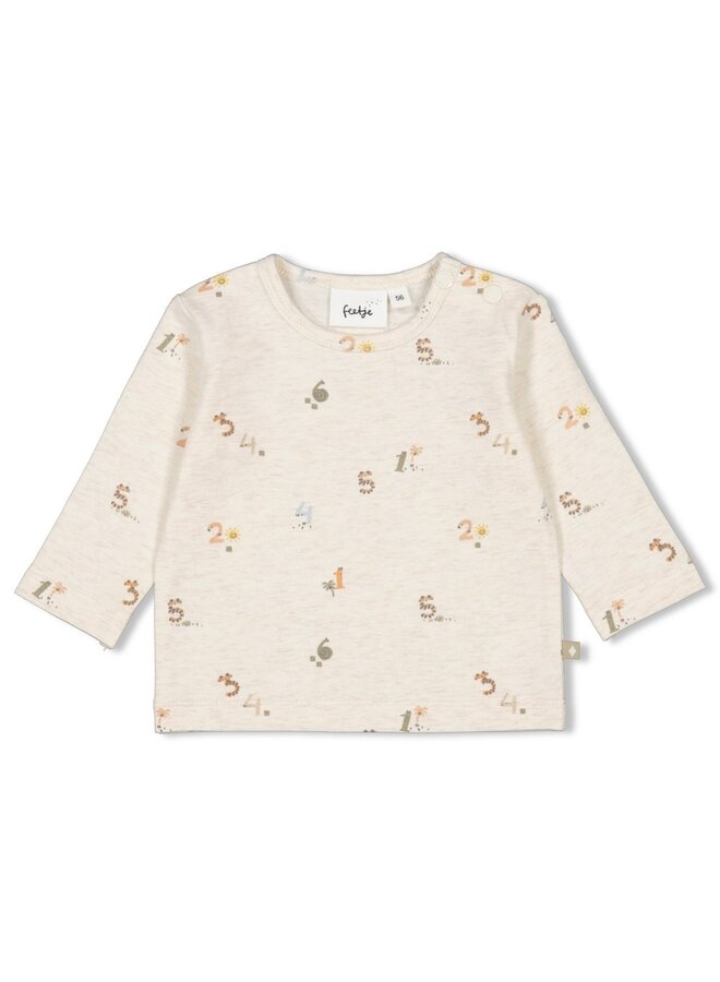 Feetje - Longsleeve AOP - Cool Family – offwhite melange