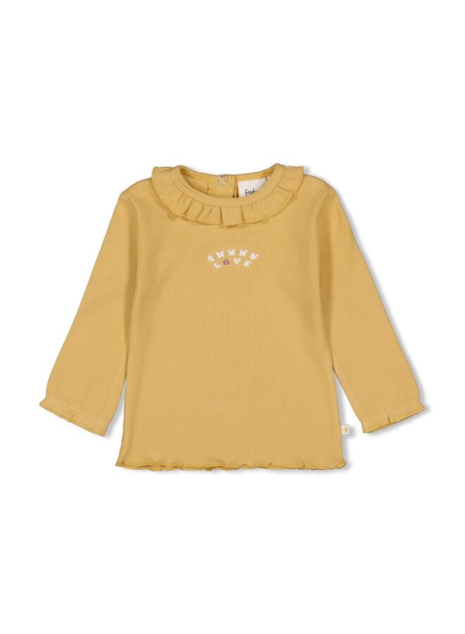 Longsleeve rib - Sunny Love – okergeel