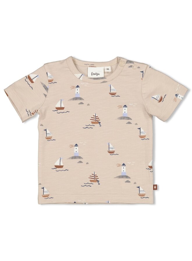 Feetje - T-shirt AOP - Let's Sail – zand