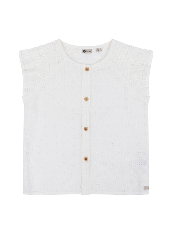 Daily7 - Shirt Shortsleeve Broderie – Off White