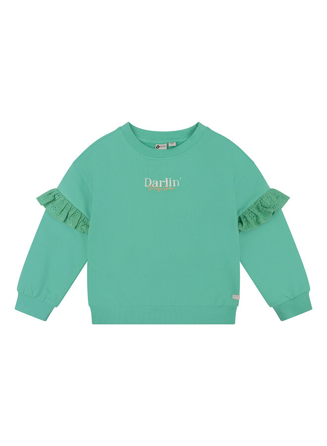 Daily7 - Organic Oversized Sweater Ruffle Darlin - Green Sea