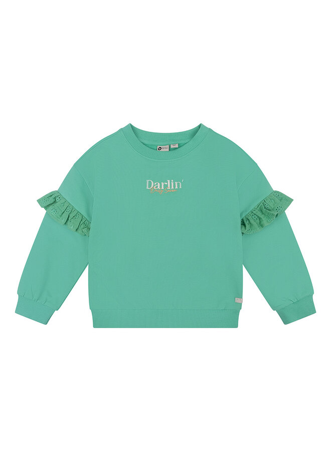 Organic Oversized Sweater Ruffle Darlin - Green Sea