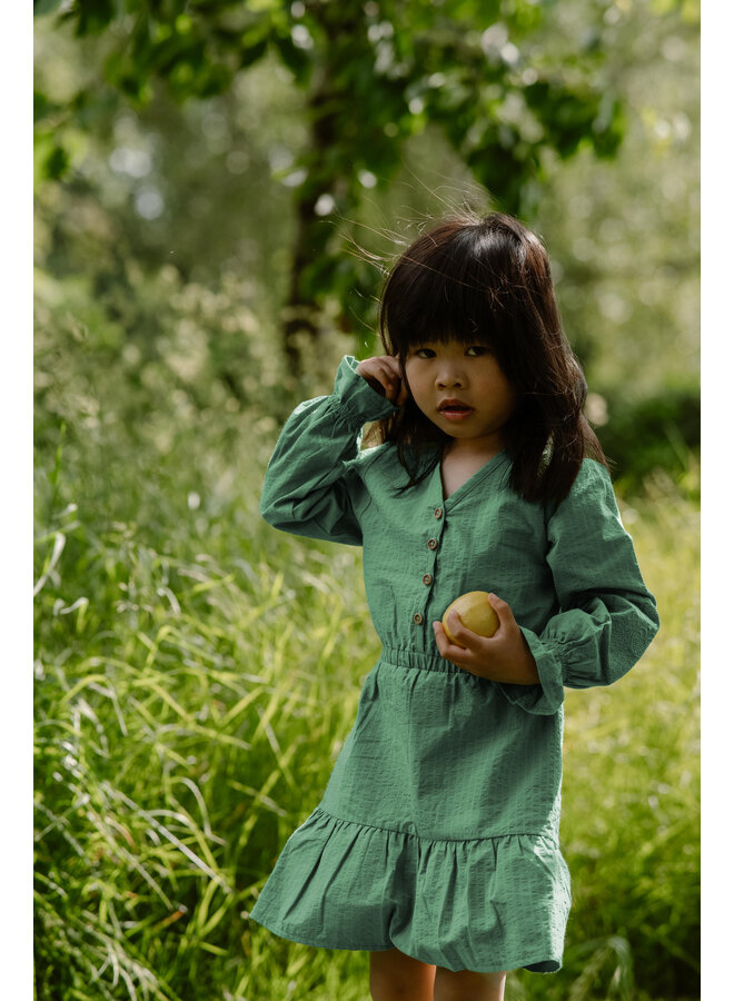 Daily7 - Dress Longsleeve Poplin Broderie – Green Sea