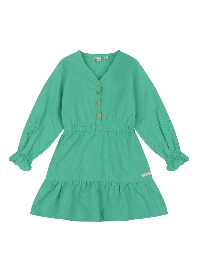 Daily7 - Dress Longsleeve Poplin Broderie – Green Sea