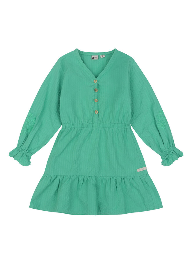 Dress Longsleeve Poplin Broderie – Green Sea