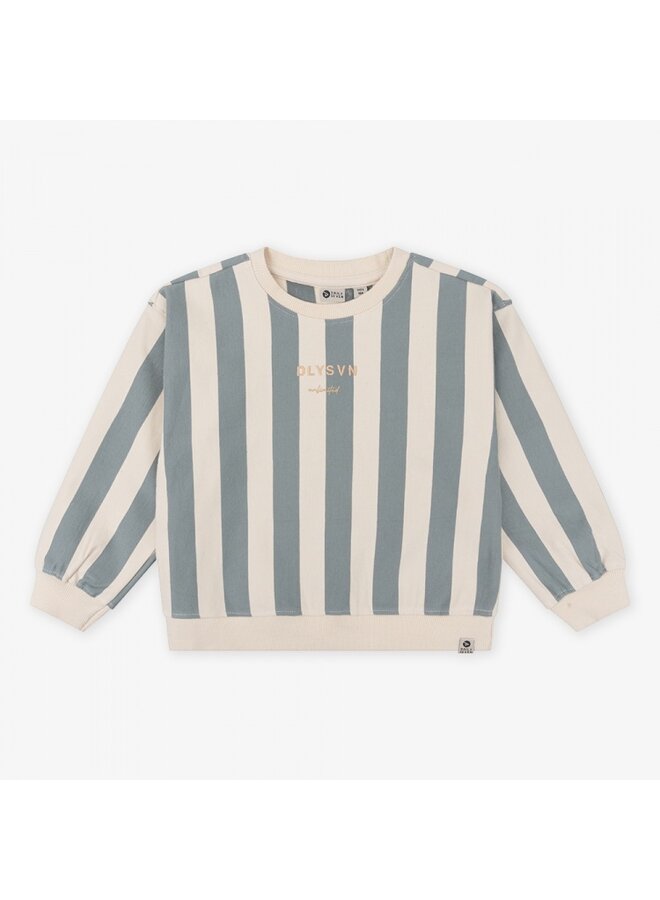 Organic Sweater Oversized Stripe – Stone Green