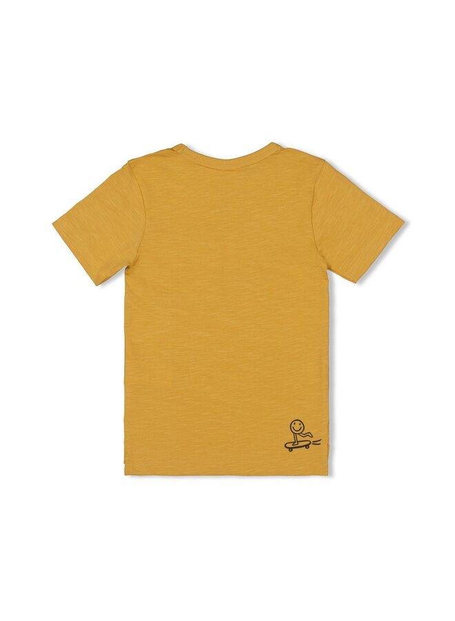 Sturdy - T-shirt borstzakje – Checkmate – geel