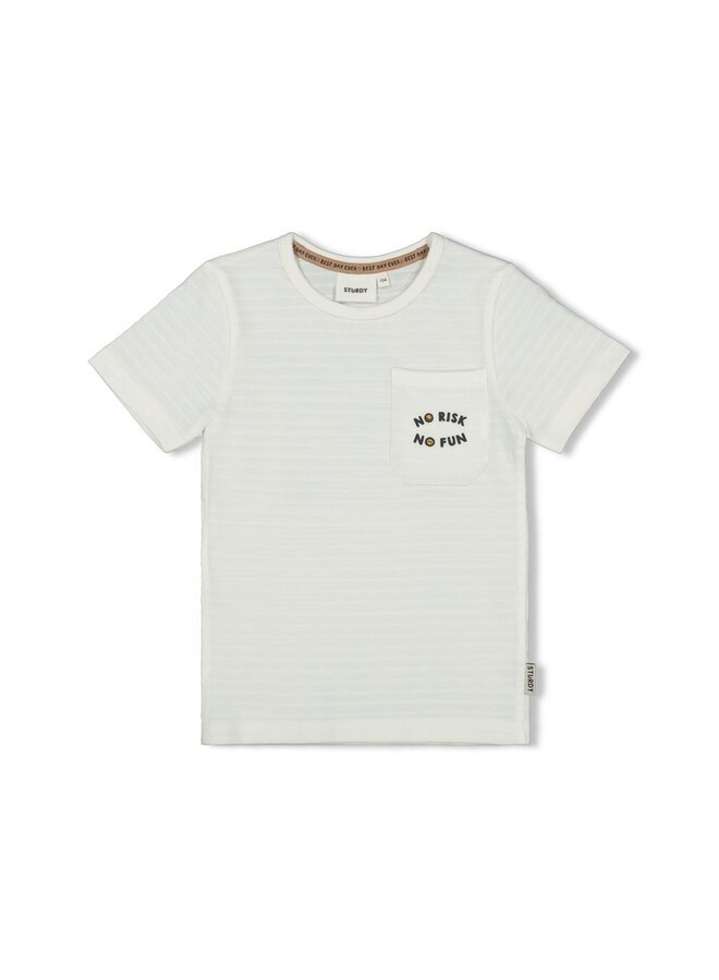 T-shirt borstzakje – Checkmate – offwhite