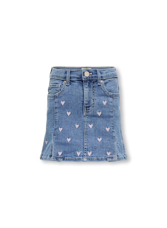 Kids Only - Hoxton heart embroidery denim skirt – Light medium blue denim