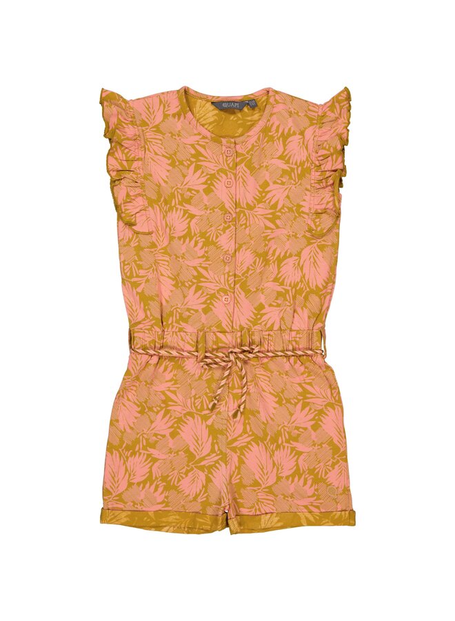 Quapi - Belle – Playsuit - AOP Pink Leaves