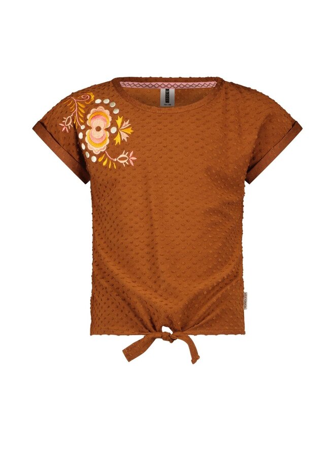 Bella - girls t-shirt with knot brown – Peanut