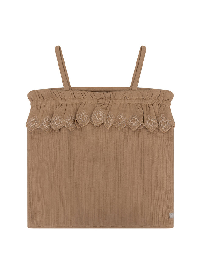 Singlet Muslin Broderie – Camel Sand