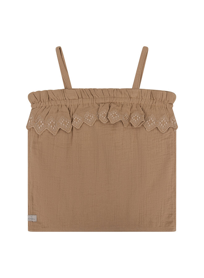 Daily7 - Singlet Muslin Broderie – Camel Sand