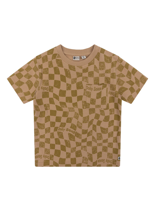 Organic T-shirt Printed Square – Camel Sand