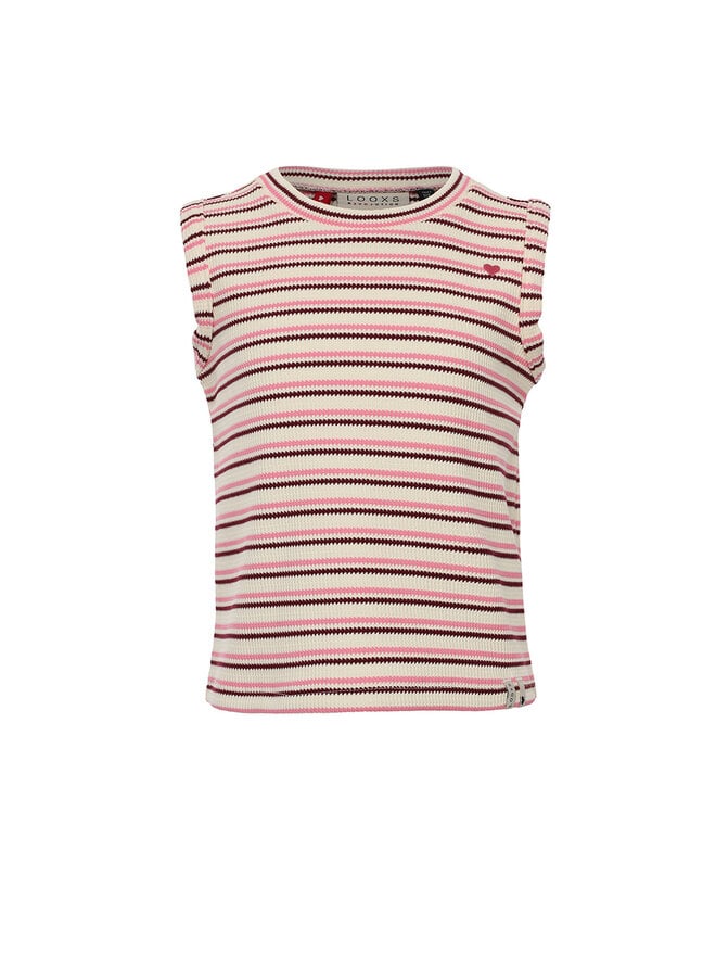 Little knitted sleeveless top – Pink summer stripe