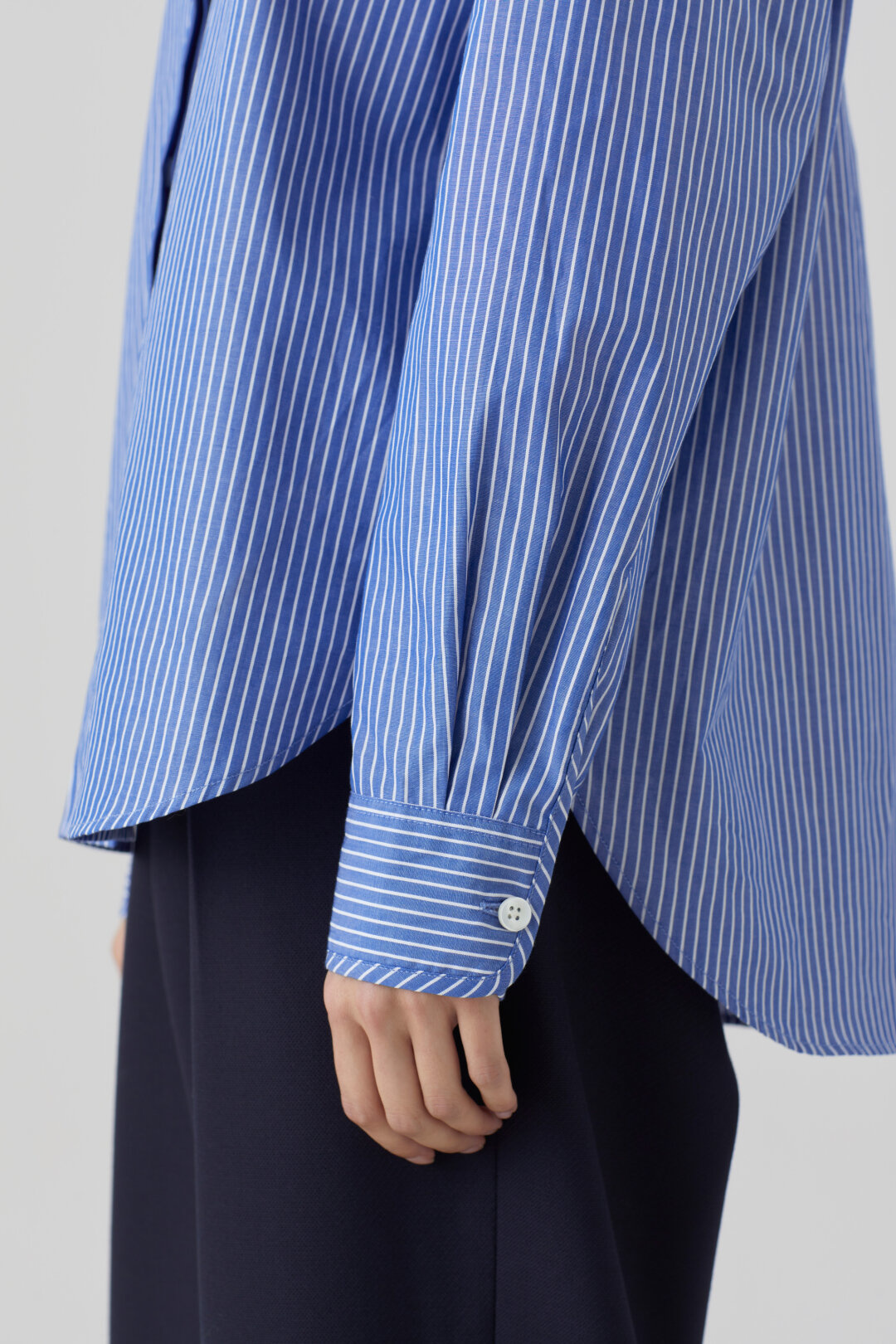 collarless blouse striped-4