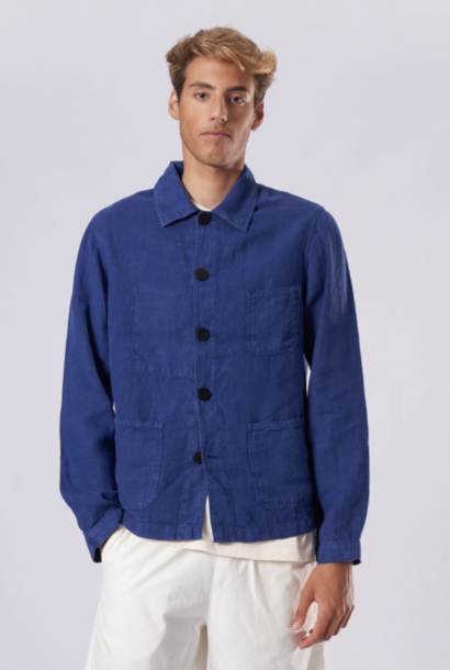 baptista worker jacket blue linen