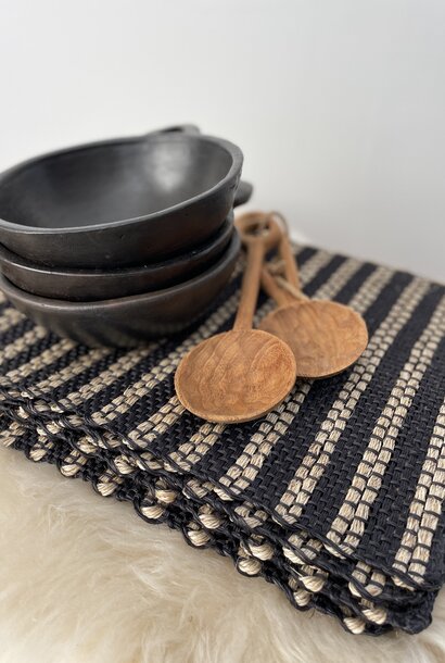 placemat sisal rustic black stripe