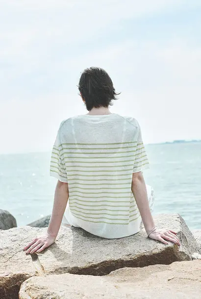 round hs pull white/yellow linnen