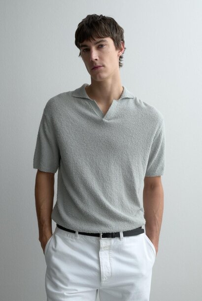 knitted polo chalk grey