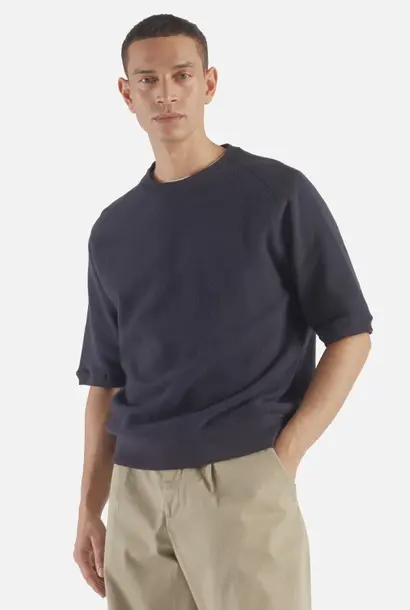 brush sweatshirt short sleeve navy