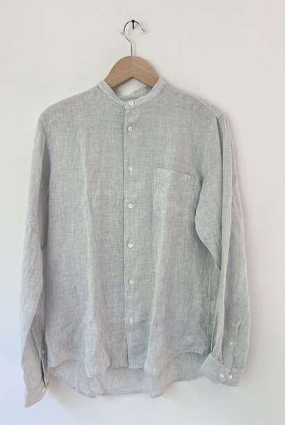 premium shirt collarless  grey/white
