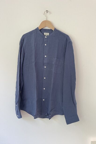 prem pat collarless shirt cobalt