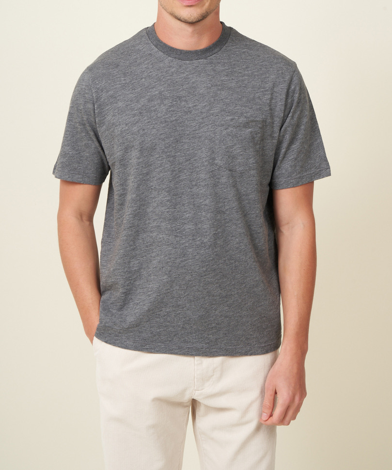 pocket crew t-shirt dark grey mix-1