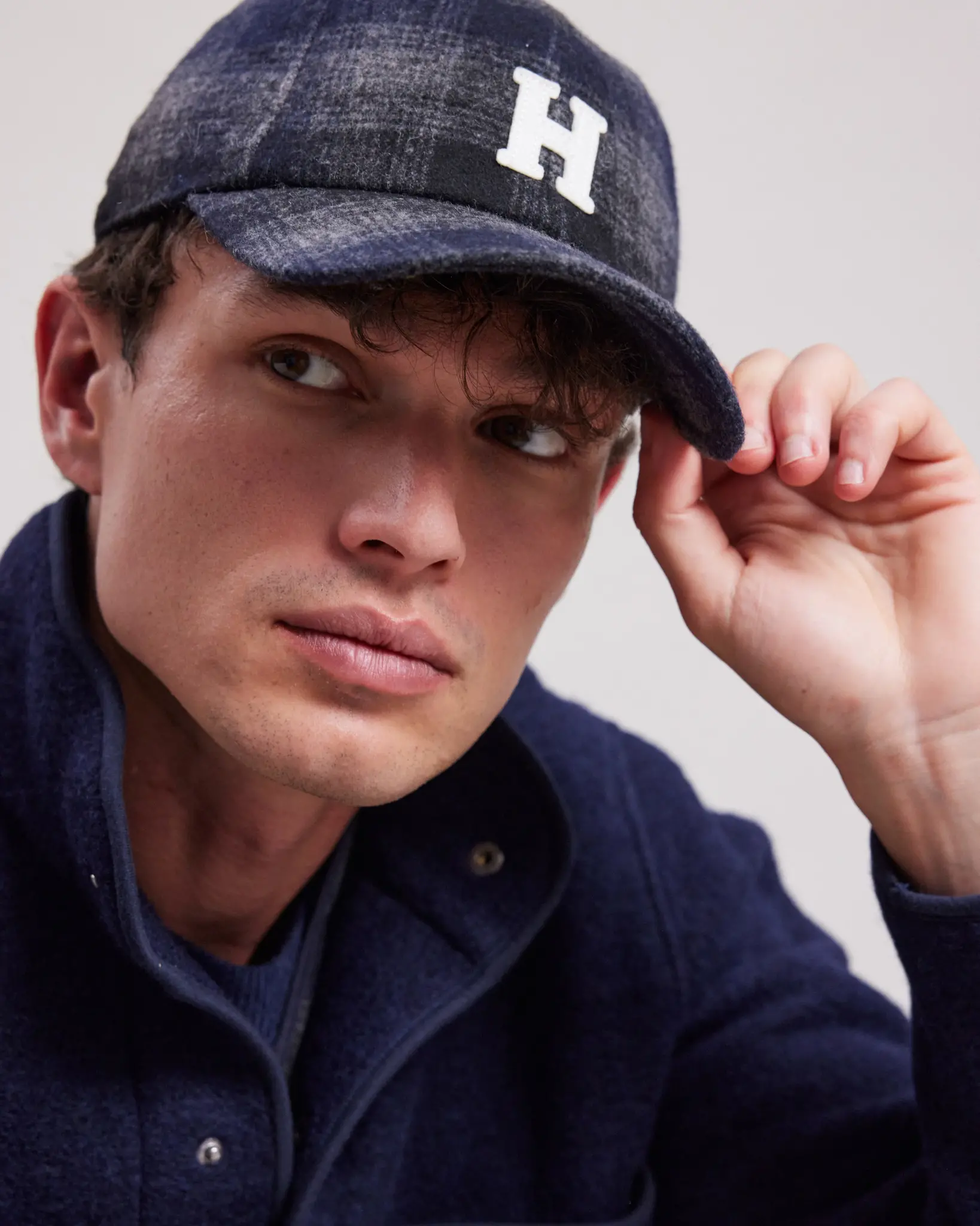 cap h navy checkered-1