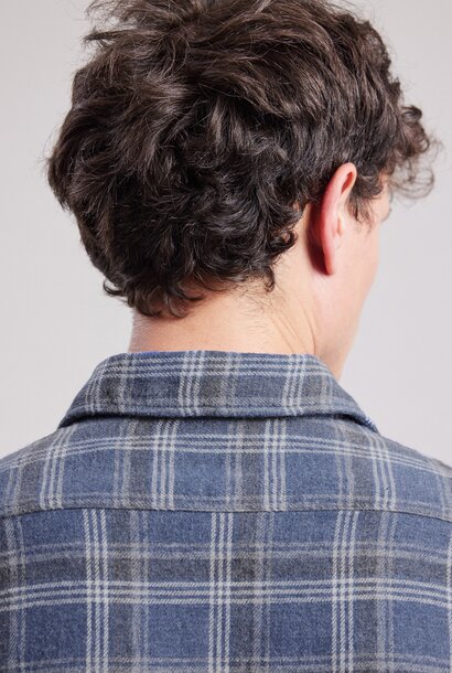 paul double face flanel shirt blue/grey